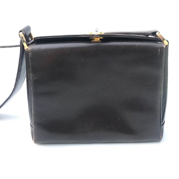 Vintage 50s GUCCI brown leather bag purse VERY RARE authentic - Picture 1 of 16